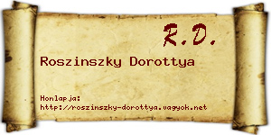 Roszinszky Dorottya névjegykártya